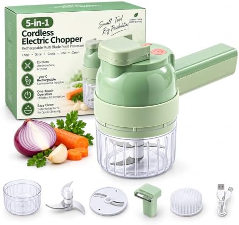 5-in-1 Wireless Electric Vegetable Chopper,Multi-Function Food Processor by Unknown