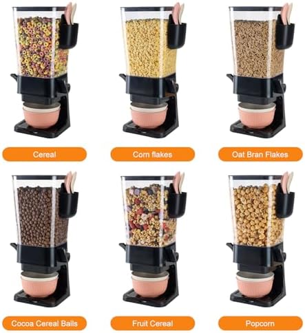 Cereal Dispenser Countertop Black 2 Pack with Bowls Spoons Cutlery Box,5.5 QT Dry Food Dispenser Snack Organizer Containers Storage for Pantry Kitchen Organization Oatmeal Nut Granola Candy
