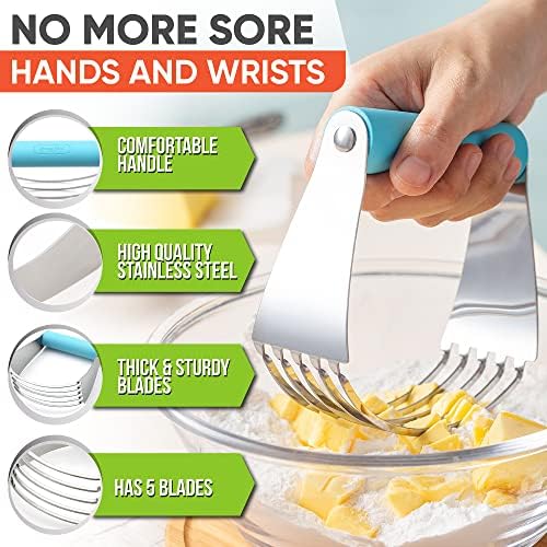 Spring Chef Large Pastry Cutter For Baking, Pro Pastry Blender, Aqua Sky - Image 3