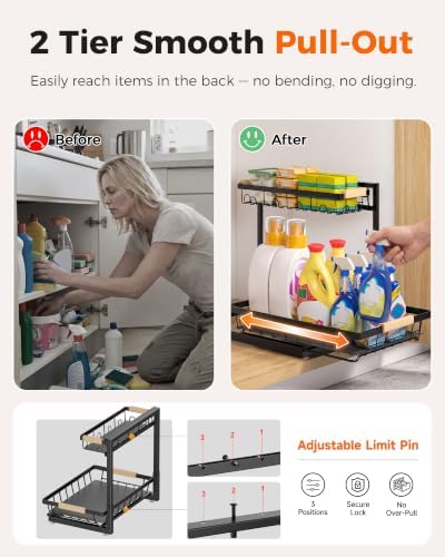 3-Pack Under Sink Organizer, 2-Tier Pull-Out Cabinet Organizer