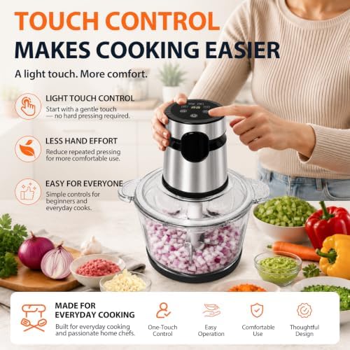 Touch Control Auto Food Processor 500W Copper Meat Onion Garlic Nuts Veg