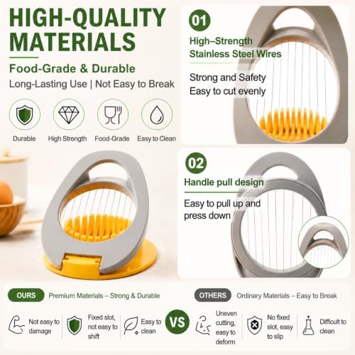 FANTEXY Egg Slicer for Hard Boiled Eggs with Stainless Steel Wires - Image 3