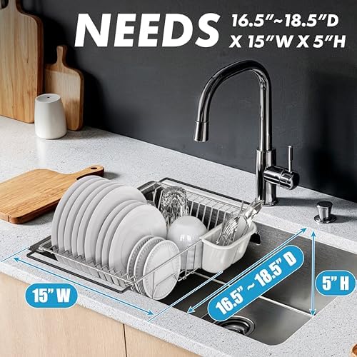 Large Stainless Over Sink Counter Top Dish Drainer Rack