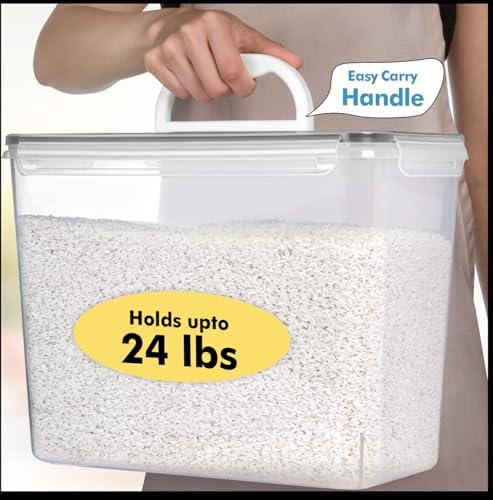 2 PC (11L | 372 oz) Flour Sugar Storage Containers with Easy Carry Handle - Plastic Extra Large Food Storage Containers with Lids for Rice Cereal, BPA Free & Airtight Kitchen Pantry Organization