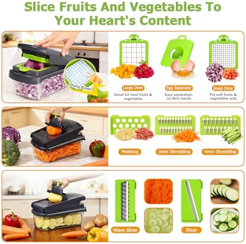 15 in 1 Vegetable Chopper with Container and Stainless Steel Blades - Image 3