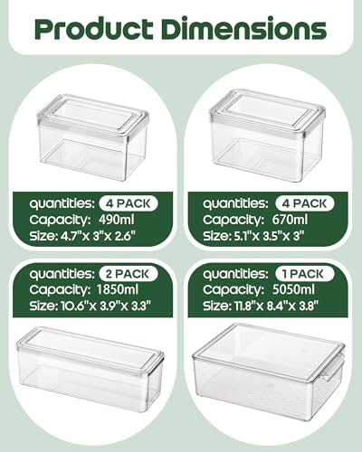 11 Pack Refrigerator Organizers and Storage, Stackable Fridge Organizer Bins, BPA-Free Clear Plastic Fruit Storage Containers for Fridge, Kitchen, Fruits, Drinks, Produce, Vegetable