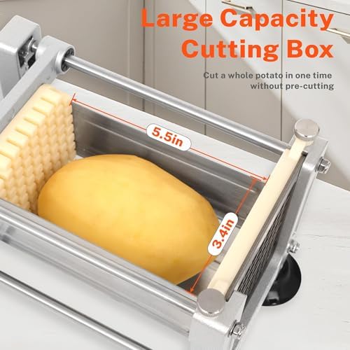 French Fry Cutter for Potatoes, Stainless Steel Blades, Silver - Image 3