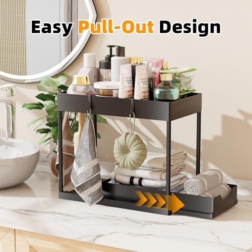 Under Sink Organizer 3 Pack, with Sliding Drawer, Black