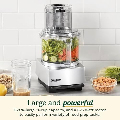 Food Processor, Dishwasher Safe 11-Cup Food Processor with Slicing & Shredding Discs, Pro Custom 11 Stainless Steel Electric Chopper & Kitchen Food Processor, Chrome, DLC-8SBCYP1