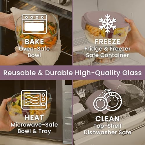 Glass Salad Container with Airtight Lid & Leak-Proof Sauce Cup