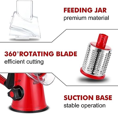 GDL Cheese Grater Hand Crank, Rotary Cheese shredder, Vegetable Slicer - Image 6