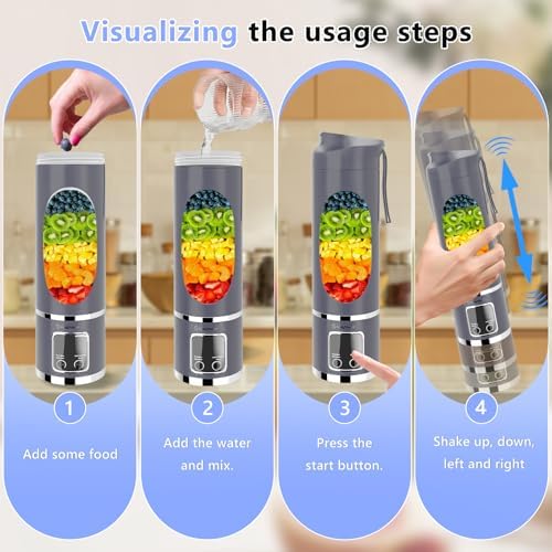EASYSPEED Portable Blender Electric USB-C, 500ML Personal Juicer for Shakes, 12 Blades, 1500mAh Rechargeable, BPA Free, 18oz Small Blender with Leakproof Lid & Sip Spout, Mixing, Compact - Image 5