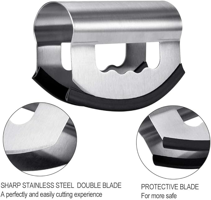 Salad Knife Chopper with Protective Cover - Stainless Steel Salad Cutter, Double Blade Chopping Knife, Mezzaluna Salad Chopper for Salad and Vegetable Mincing