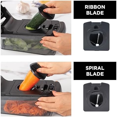 Cook with Color Vegetable Chopper - Multifunctional 11 in 1 Vegetable Chopper with Container - Food Chopper to Dice, Chop, Slice, Julienne and Spiralize, Black - Image 5
