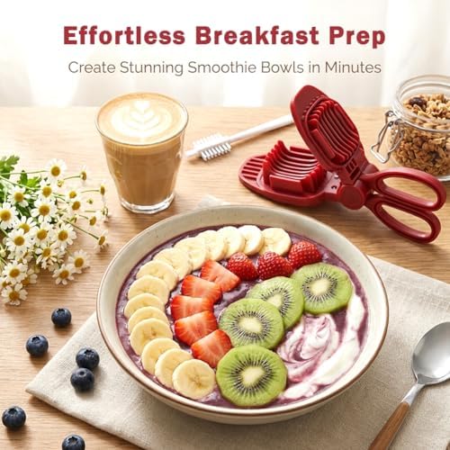 Fruit Slicer with 1 Cleaning Brush, for Strawberry, Banana, Kiwi, Mushroom, Egg Slicer with Stainless Blades and ABS Material,Rapid & Safe Slicing, Dishwasher Safe - Image 5