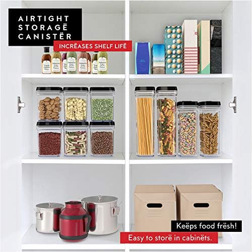 Pasta Storage Containers for Pantry Airtight - 2 Pc Spaghetti Container Storage - Ideal for Spaghetti & Noodles, Kitchen Pantry Organization and Storage - Keeps Food Fresh & Dry