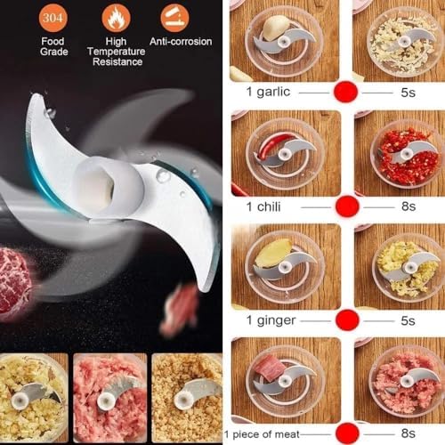 Electric Garlic, Fruit, and Vegetable Mini Food Chopper: Compact Wireless Processor Ideal for Ginger, Chili, Meat, and More, 250ML, Wood - Image 3