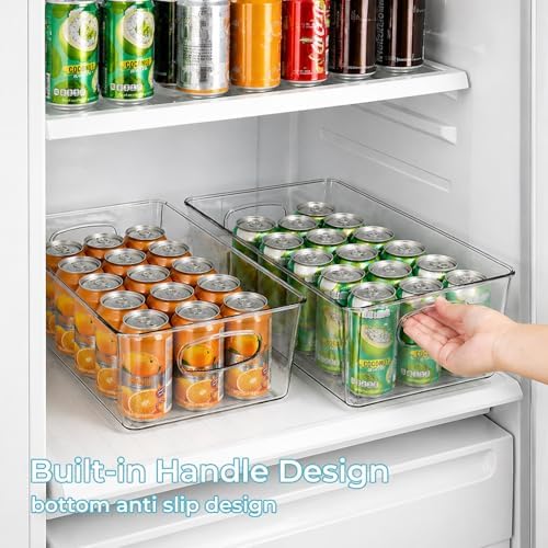 5 Pack Clear Plastic Pantry Organizers and Storage with Handles