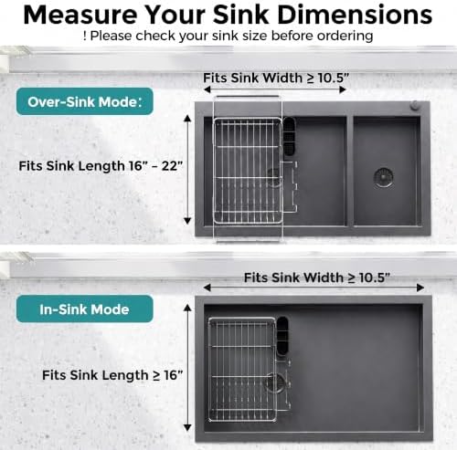 Over Sink Dish Drying Rack with Drainboard for Small Kitchen Counter