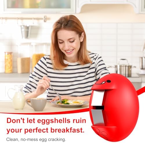 Egg Cracker, Silicone Egg Shell Opener, Cute Egg Shaped Design, Opens Eggs with Ease, A Little Happiness Boost for Your Kitchen (1, Red) - Image 4