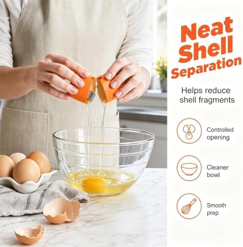 Egg Shell Opener, 2026 Upgraded Efficient Egg Cracking Tool Handy Egg Separator for Home Daily Use, Compact No Mess Easy Egg Opener for Kitchen Gadgets (R)