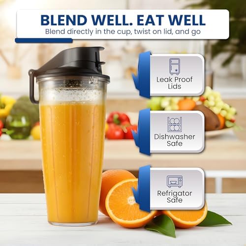 MRX Solutions Personal Cups Adapter fits Vitamix Classic Blenders 5200, 5300, 6300, 6500, 7500, 780 & More + Two BPA-Free 20-oz Insulated Leak-Proof Cups – Not Compatible With Self-Detect Models - Image 6