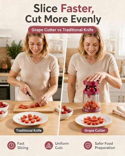 Grape Cutter & Strawberry Slicer, Fruit Quarter Cutter, Red - Image 6
