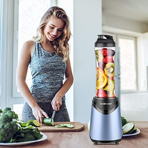 La Reveuse Smoothies Blender Personal Size 300 Watts with 18 oz BPA-free Portable Travel Sports Bottle (Light Blue) - Image 4