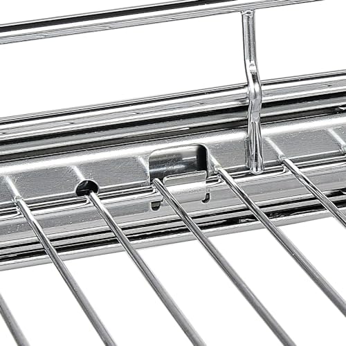 Pull Out Cabinet Organizer 2 Pack (15" W x 21" D), Pull out Shelves 1 Tier, Cabinet Slide Out Shelves for Base Cabinet Organization in Kitchen Bathroom Pantry, Bottom Mount, Chrome Finish