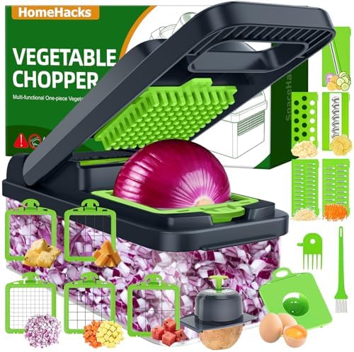Veggie Chopper Vegetable Cutter, 15 in 1 Kitchen Gadget, Green