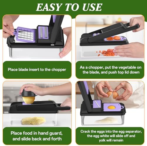 HomeHacks Veggie Chopper Vegetable Cutter, 15 in 1 Kitchen Gadget, Purple - Image 6