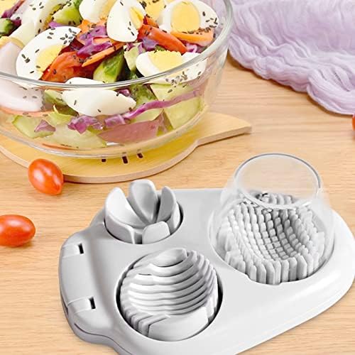Egg Slicer for Hard Boiled Eggs, ABS Egg Dicer with 3 Slicing Modes, Stainless Steel Wire Eggs Cutter, Strawberry Slicer, Egg Masher with Cover, Kitchen Cutter for Decoration Salad Sandwich