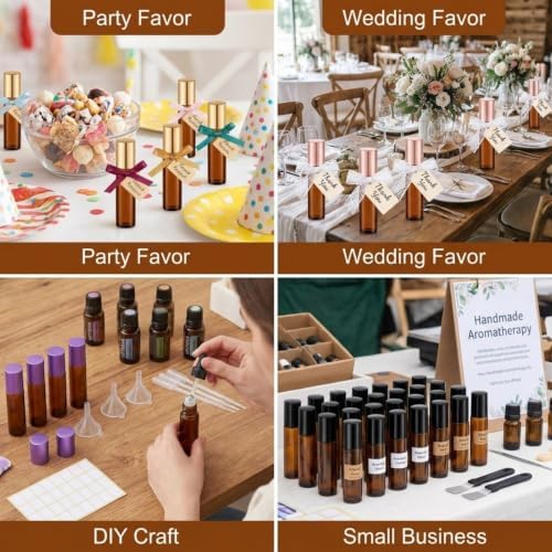 20 Pack Glass Roller Bottles for Essential Oils, 10ml, Purple, Amethyst - Image 4