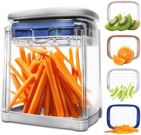 French Fry Cutter with 4 Blades Stainless Steel Manual Potato Chopper Gray by ZHANGXIAOQUANSINCE1628