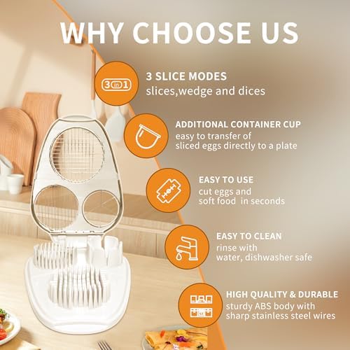 3-in-1 Egg Slicer for Hard Boiled Eggs,Heavy Duty Egg Cutter - Image 3