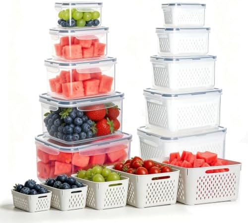 Watermelon Container with Strainer, Fruit Strainer Container with Lid 5 PCS