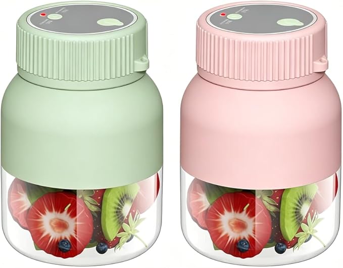 Portable Wireless Juicer Cup, 2026 Upgraded 28 Oz Electric Juicer Cup with 38-Blades, Dual Lid Compact Travel Drinking Cup, Rechargeable USB-C Personal Blender for Fruits & Vegetables (Pink+Grenn)