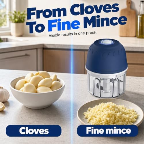 Electric Garlic Chopper, Mini Food Processor, Mix-2pc - Image 3