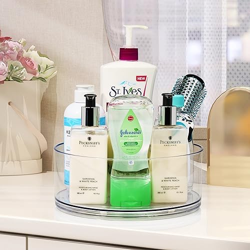 Lazy Susan Organizer, Clear Turntable Organizer (Tall 2 Pack)
