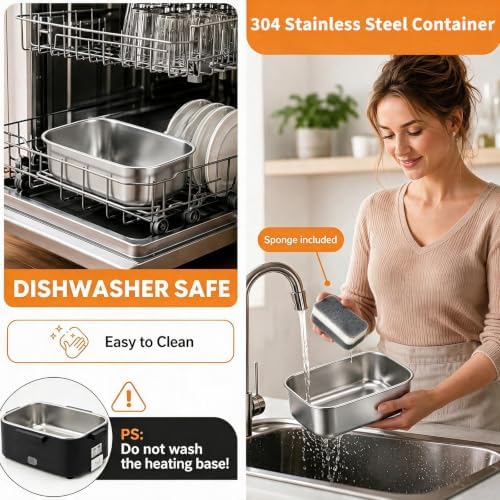 Electric Lunch Box for Adults, 2.8L Double Layer Heated Lunch Box