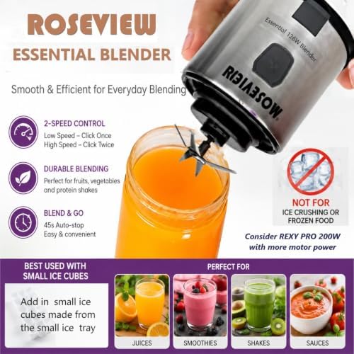 Portable Smoothie Blender ROSEVIEW Glass Cordless Mini Shakes Cup blend for smoothies USB rechargeable juicer 2 battery Handheld Personal travel Jet mixer (Black Steel) - Image 4