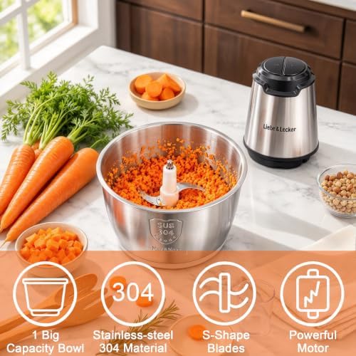 Liebe&Lecker Electric Food Chopper, 350W Food Processor with 2 Bowls - Image 3