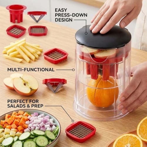 Multi-Functional Vegetable & Fruit Chopper, French Fry Cutter, Slicer & Corer,Professional Home Style Onion Chopper, Vegetable Dicer Manual with 420 Stainless Steel Blades (2Pc) - Image 2