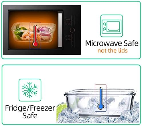 [10 Pack] Glass Meal Prep Containers, Food Storage Containers with Lids Airtight, Glass Lunch Boxes, Microwave, Oven, Freezer and Dishwasher Safe