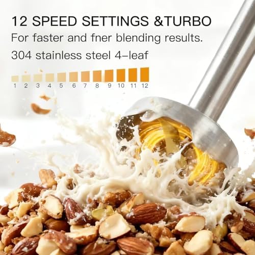 High-Power Hand Blender – 400W Max Power with Versatile 3-in-1 Attachments (Blending Shaft, Whisk, Chopper); Ergonomic Design with Adjustable Speed Control; Easy to Clean and Maintain (Black)