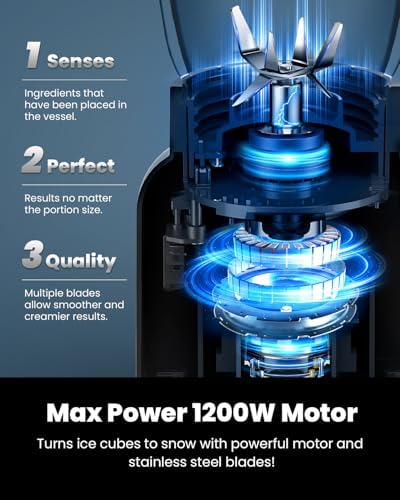 GDOR Smoothie Blender for Kitchen,1200W Glass blender with 5 Smart Programs - Image 2