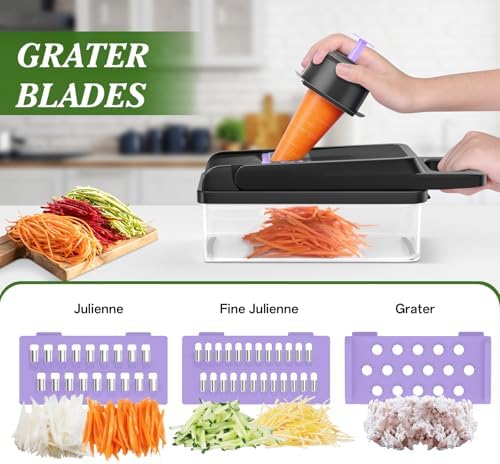 Veggie Chopper Vegetable Cutter, 12 in 1 Kitchen Gadget, Purple