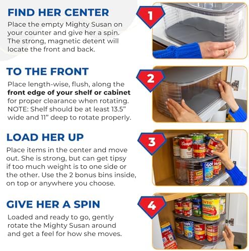 2-Tier Lazy Susan Organizer for Cabinet, Steel Reinforced