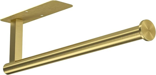 Paper Towel Holder Under Cabinet No Drilling, Gold Brass