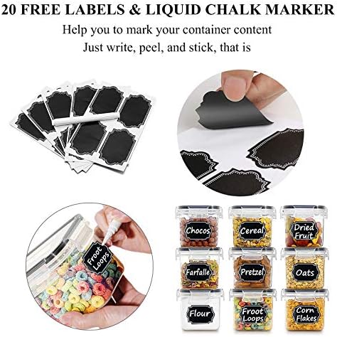 Airtight Food Storage Containers with Lids 0.8L, 16PCS, Black